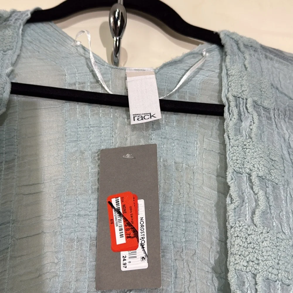 Nordstrom Soft Blue Open Front Poncho/Cover-up/Shawl One Size Drop Shoulder - Picture 2 of 5
